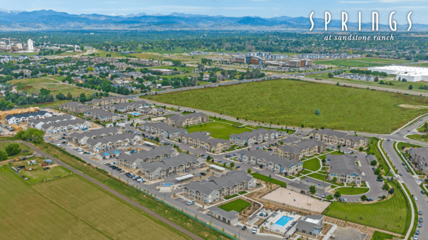 Birds-eye view of phase 2 Springs at Sandstone Ranch community